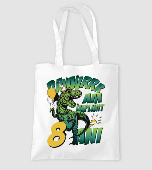 Rawr Am împlinit 8 ani model alb pe tricou