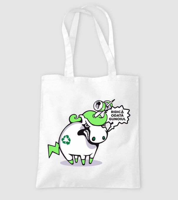 Ridică odată gunoiul model alb pe tricou