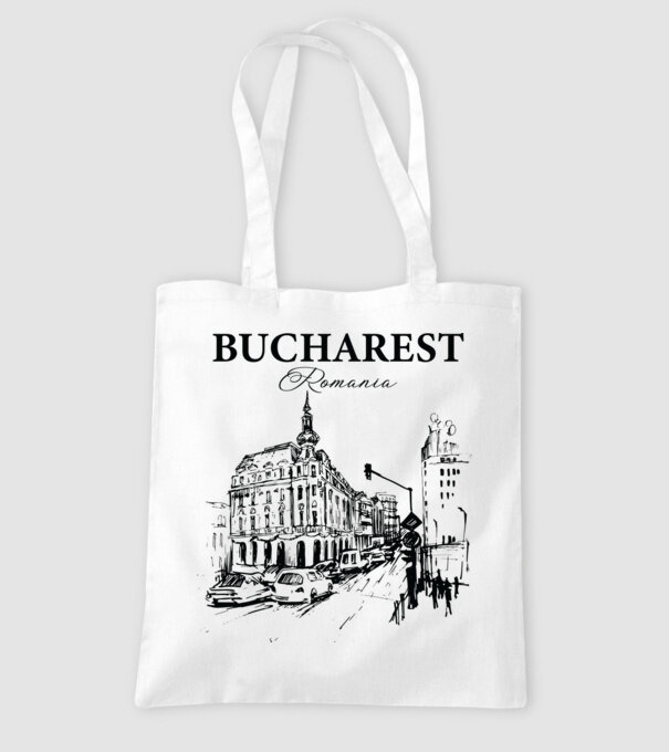 România Bucharest vintage model alb pe tricou