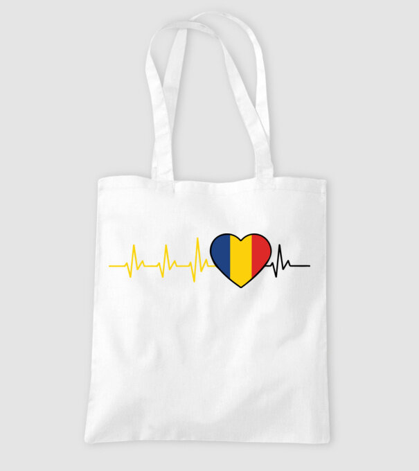 România heartbeat model alb pe tricou