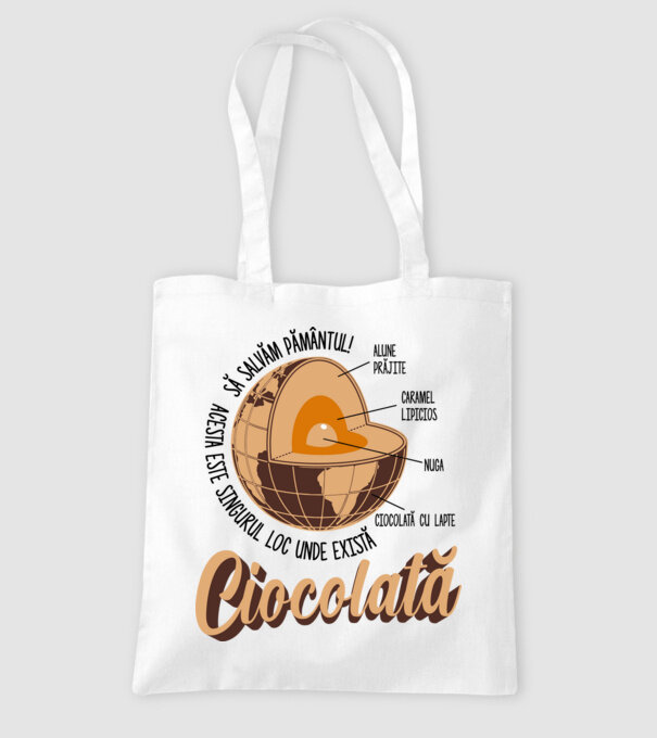 să salvăm Pământul! acesta este singurul loc unde există ciocolată - alune prăjite, caramel lipicios, nuga, ciocolată cu lapte model alb pe tricou