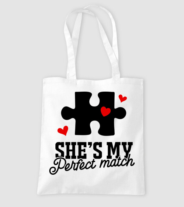 She is my perfect match model alb pe tricou