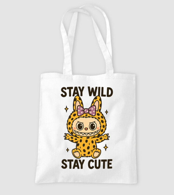 Stay wild - Labubu model alb pe tricou