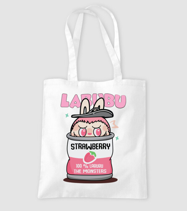Strawberry Labubu model alb pe tricou