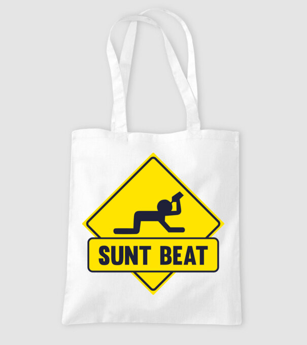 Sunt beat model alb pe tricou