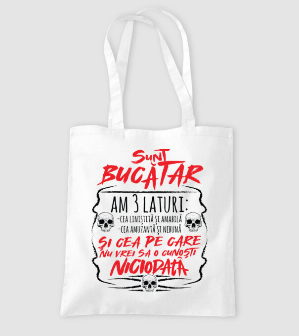 sunt bucătar am 3 laturi model alb pe tricou