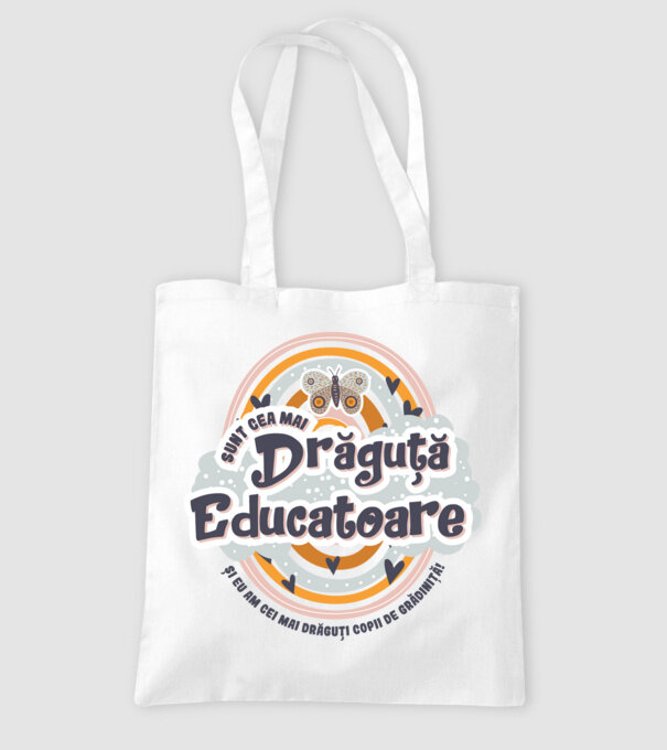 Sunt cea mai drăguță educatoare! model alb pe tricou