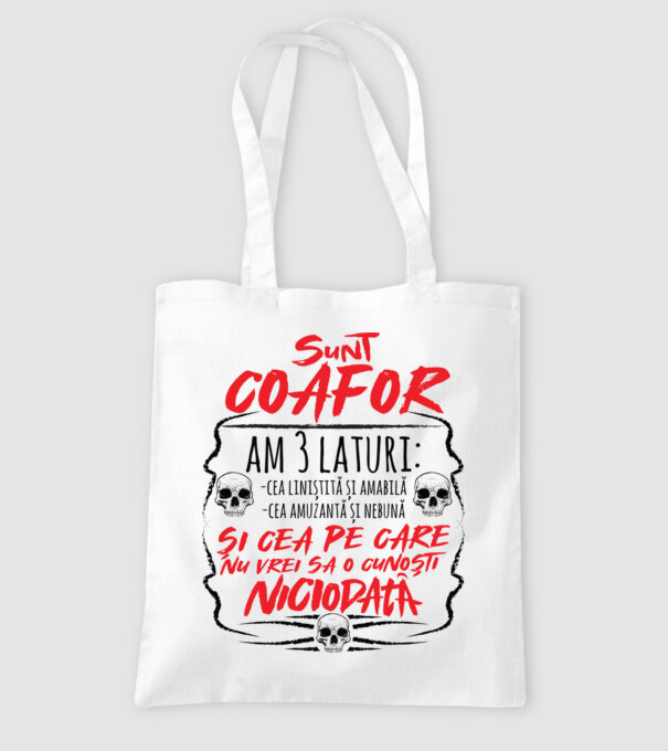 sunt coafor am 3 laturi model alb pe tricou