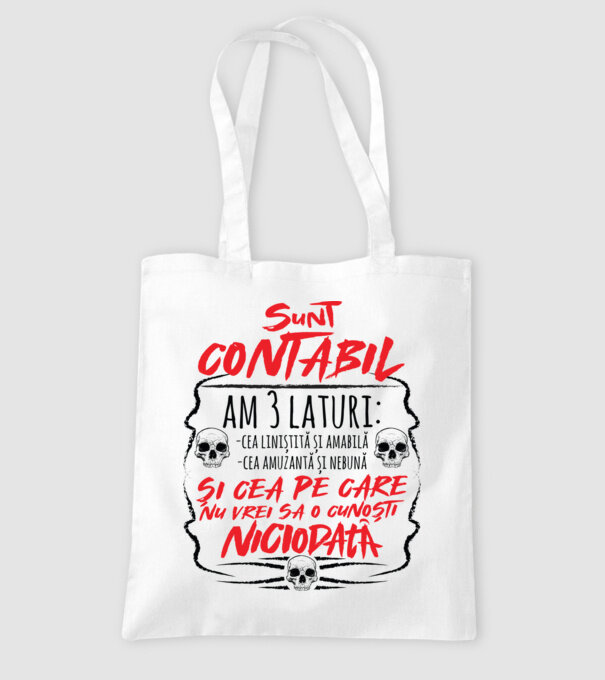 sunt contabil am 3 laturi model alb pe tricou