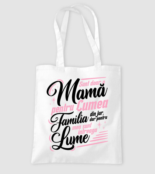 Sunt doar o mamă pentru lumea din jur, dar pentru familia mea sunt întreaga lume! model alb pe tricou