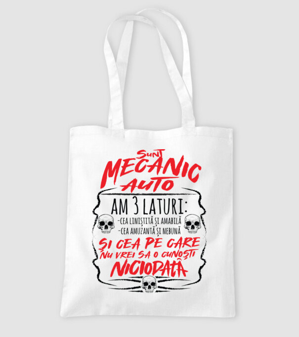 sunt mecanic auto am 3 laturi model alb pe tricou