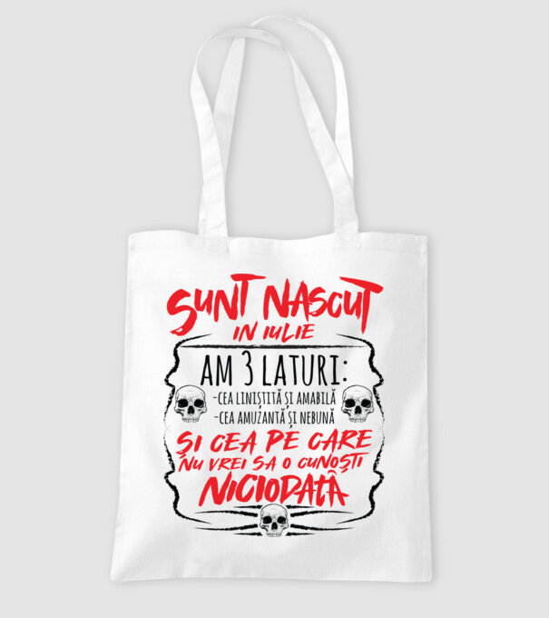 Sunt născut în iulie, am 3 laturi: model alb pe tricou