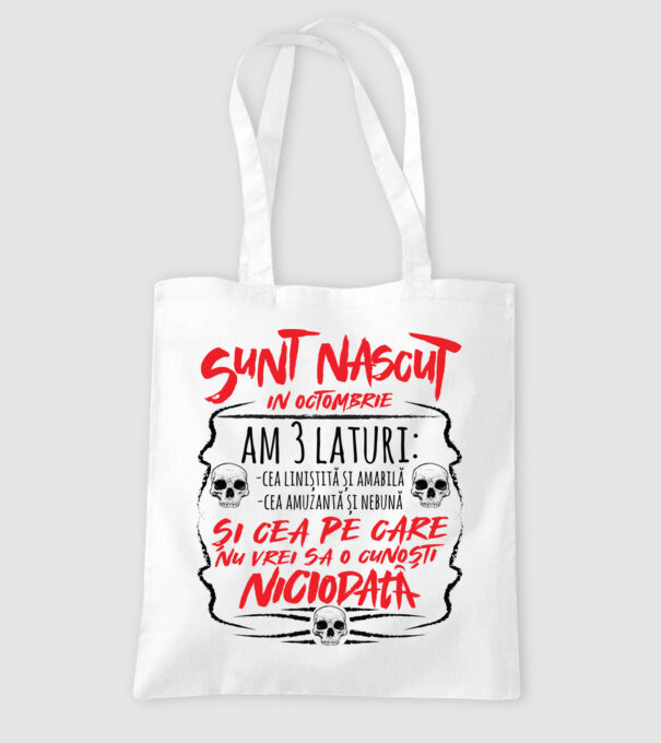 Sunt născut octombrie, am 3 laturi model alb pe tricou