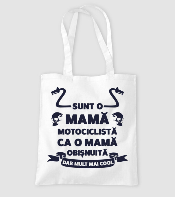 sunt o mamă motociclistă, ca o mamă obișnuită, dar mult mai cool model alb pe tricou