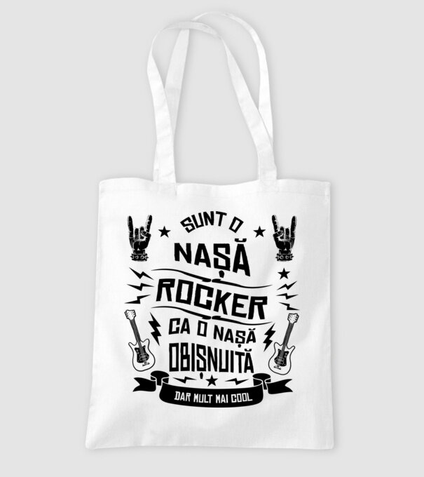 Sunt o nașă rocker, ca o nașă obișnuită, dar mult mai cool model alb pe tricou