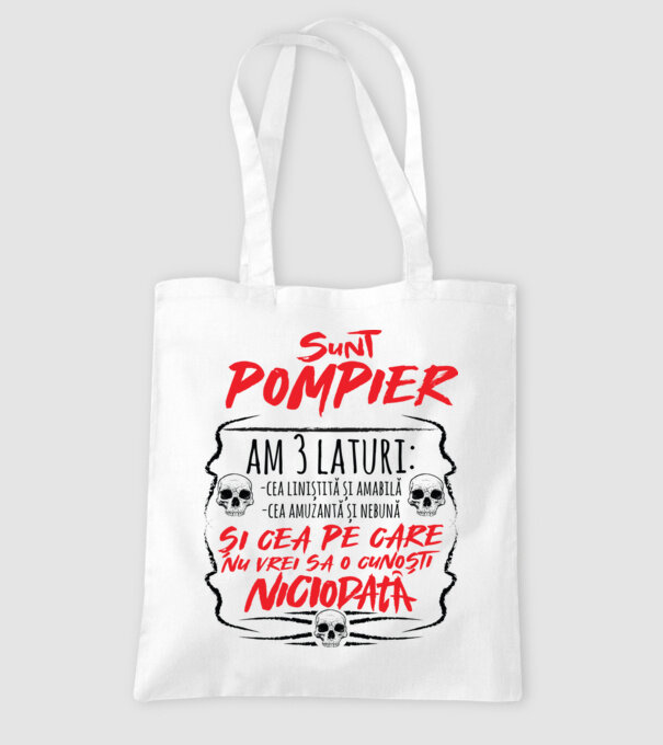sunt pompier am 3 laturi model alb pe tricou