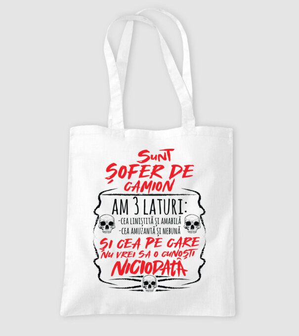 sunt șofer de camion am 3 laturi model alb pe tricou