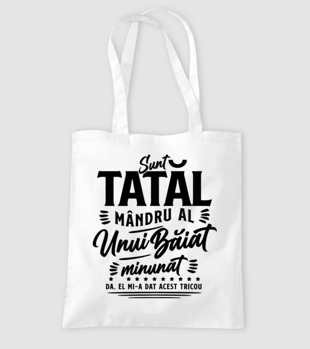 Sunt tatăl mândru al unui băiat minunat - da, el mi-a dat acest tricou model alb pe tricou