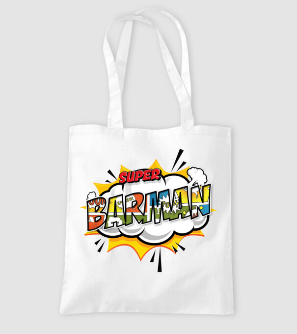 Super Barman model alb pe tricou
