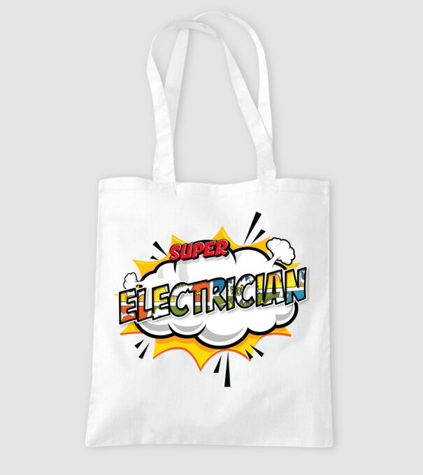 Super Electrician model alb pe tricou