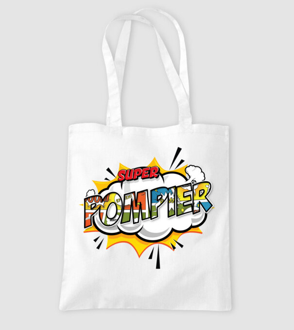 Super Pompier model alb pe tricou