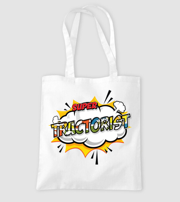 Super Tractorist model alb pe tricou