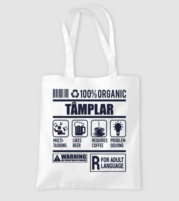 TÂMPLAR model alb pe tricou