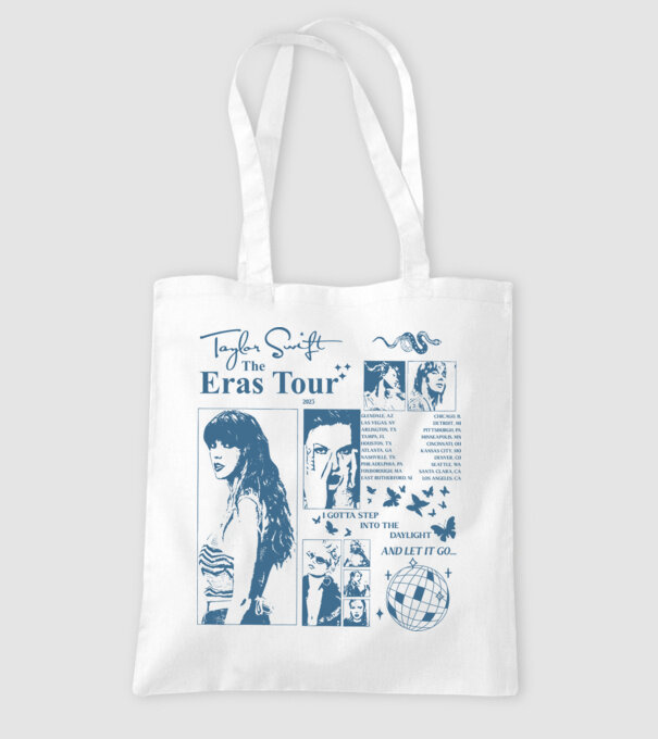 Taylor Swift ERAS print blue model alb pe tricou