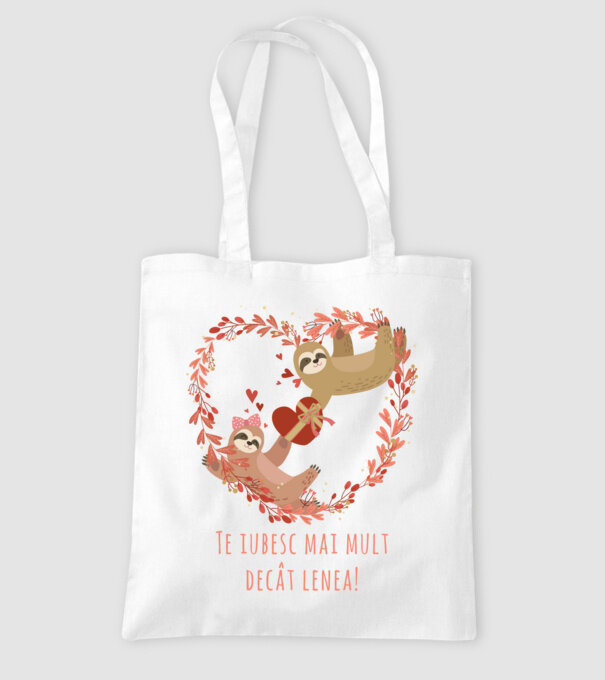 Te iubesc mai mult decât lenea model alb pe tricou