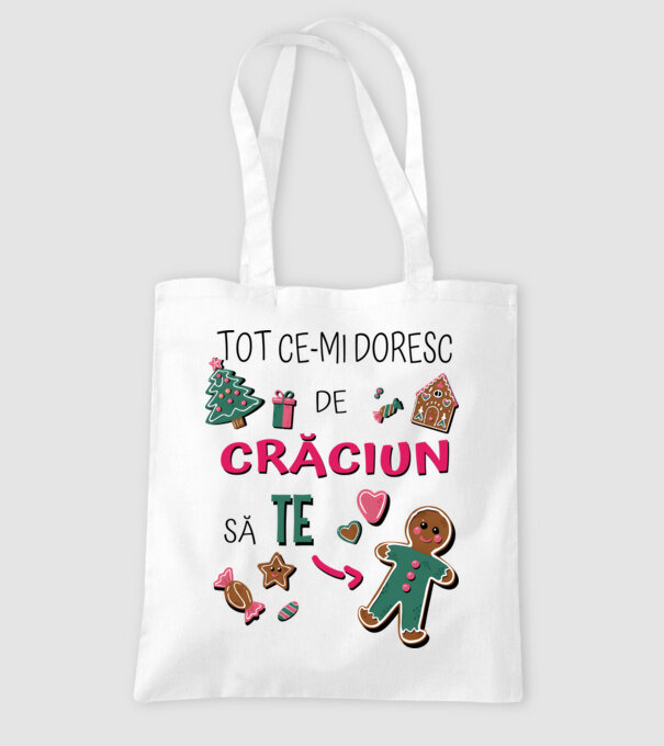 Tot ce-mi doresc de Crăciun să TE om alb model alb pe tricou