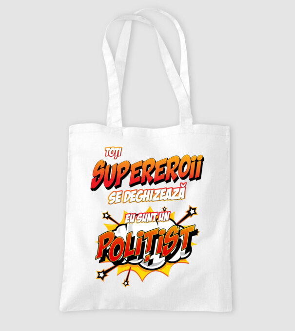 Toți supereroii se deghizează, eu sunt un polițist model alb pe tricou
