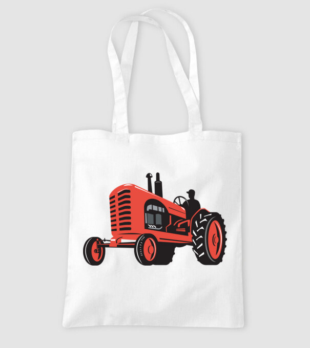 TRACTOR model alb pe tricou