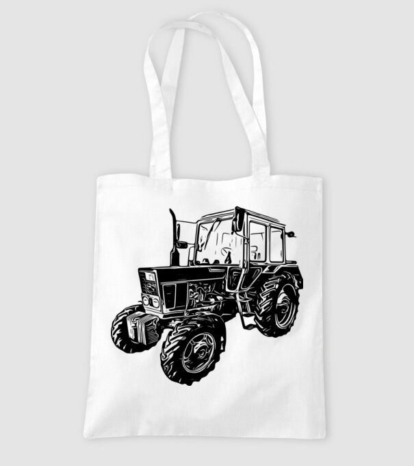 TRACTOR model alb pe tricou