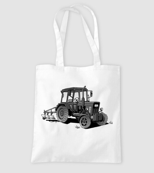 TRACTOR model alb pe tricou