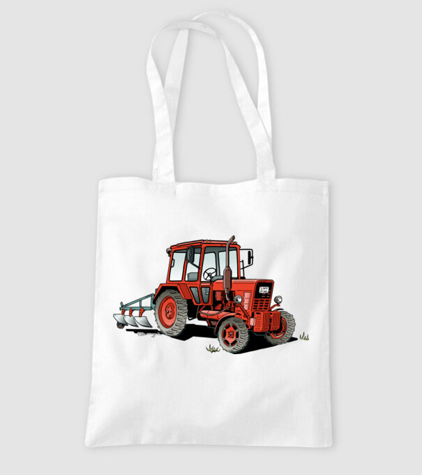 TRACTOR model alb pe tricou