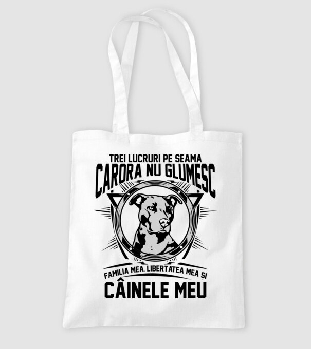 trei lucruri pe seama cărora nu glumesc: familia mea, libertatea mea și câinele meu model alb pe tricou