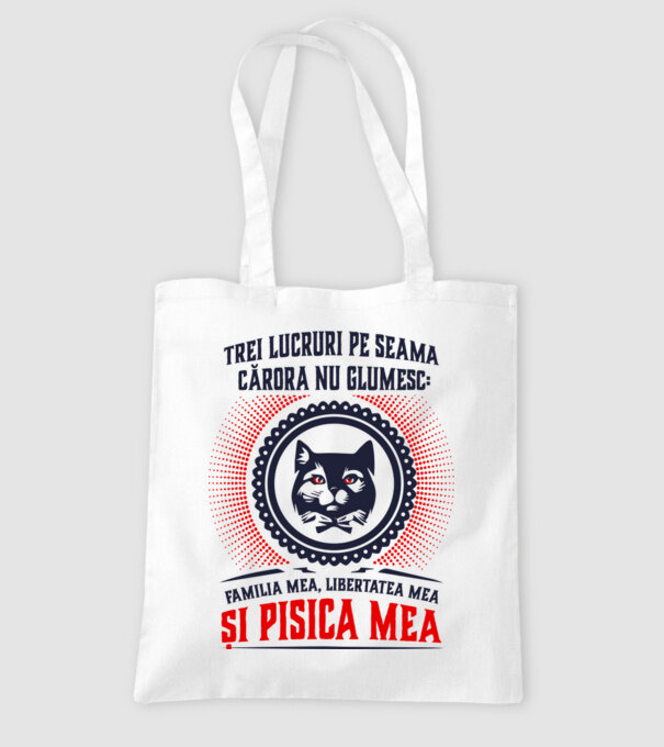 trei lucruri pe seama cărora nu glumesc: familia mea, libertatea mea și pisica mea model alb pe tricou