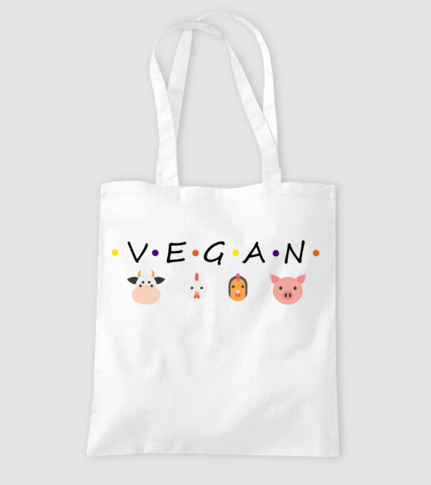 Vegan friends model alb pe tricou