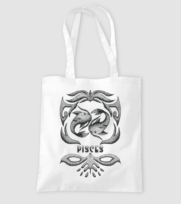 Vintage zodiac pisces model alb pe tricou