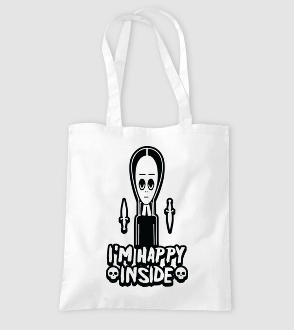 WEDNESDAY Happy inside model alb pe tricou