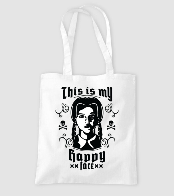 WEDNESDAY This is my happy face model alb pe tricou