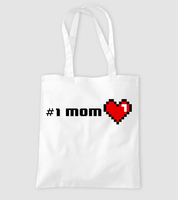 8bit mom number one model alb pe tricou
