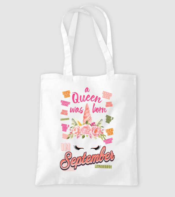 A queen was born in SZEPTEMBER model alb pe tricou
