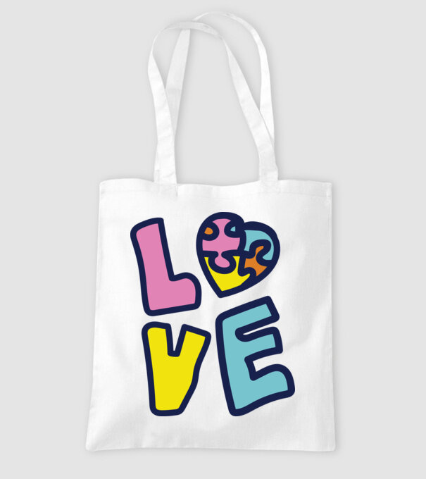 Ziua Mondială a Autismului LOVE model alb pe tricou
