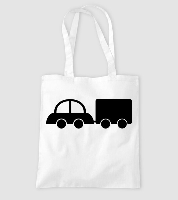 Car with tail model alb pe tricou