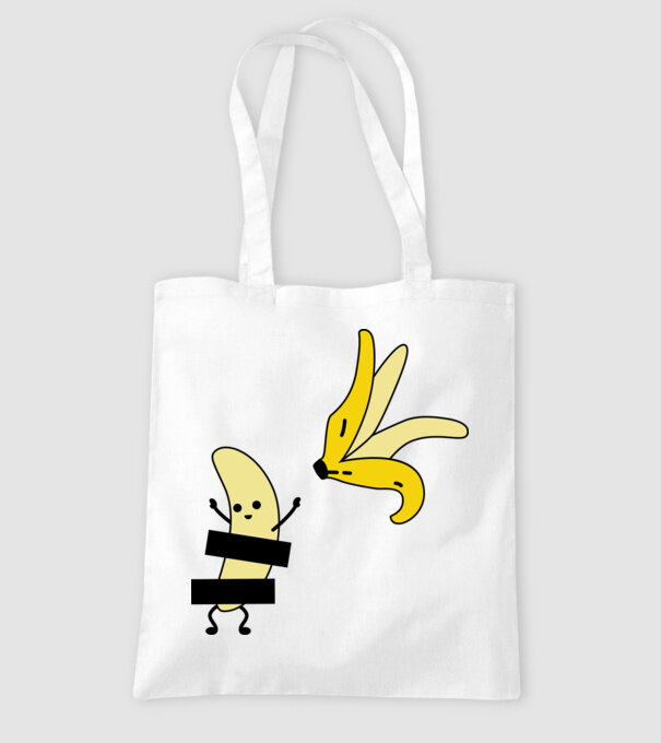 Cuplu Banană fată model alb pe tricou