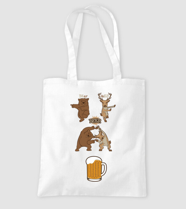 Bear deer beer model alb pe tricou