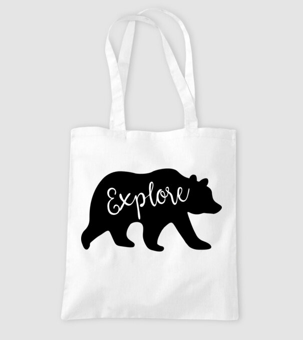 Bear explore model alb pe tricou