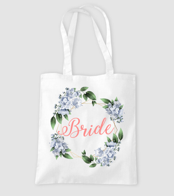 BRIDE blue floral model alb pe tricou