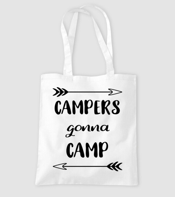 Campers gonna camp model alb pe tricou